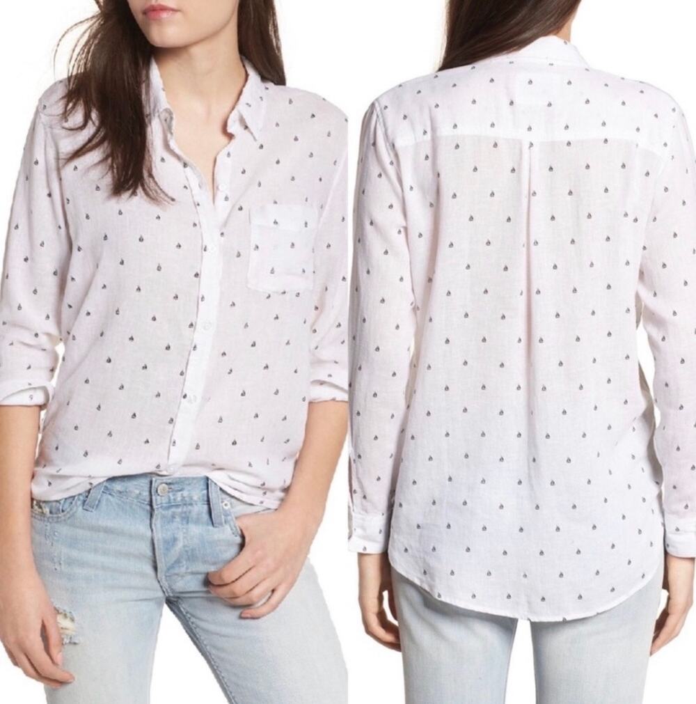 Rails Charlie Sailboat Print Long Sleeve Button Up Shirt Women's Size S